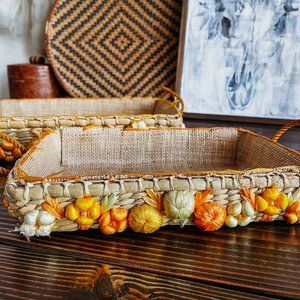 Vintage Raffia Detailed Casserole Basket set